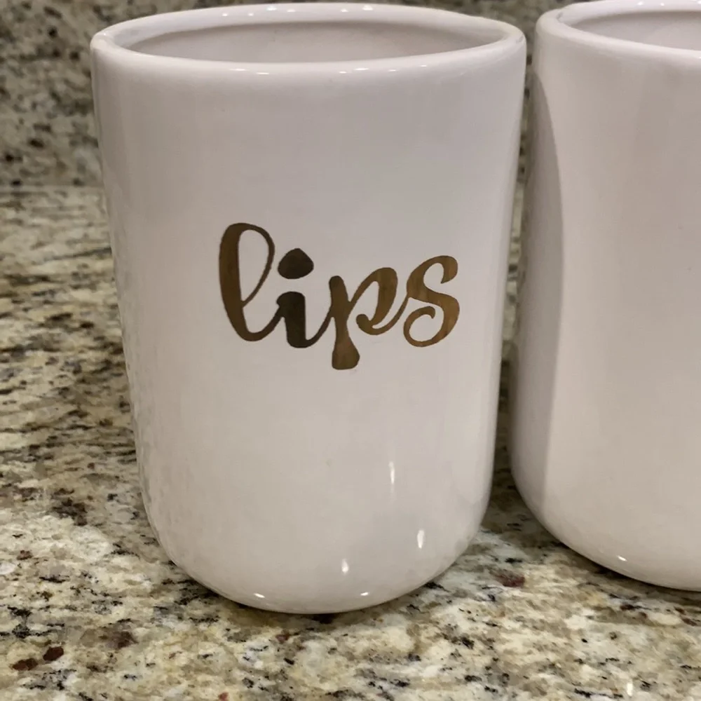 Set of 3 Ceramic Makeup Brush Jars/Holders
